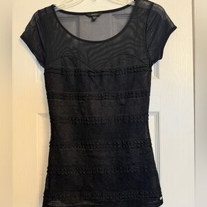 GUESS mesh and lace detailed blouse